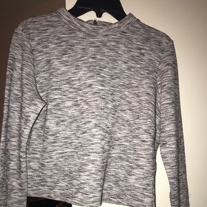 Knit grey and white long sleeve